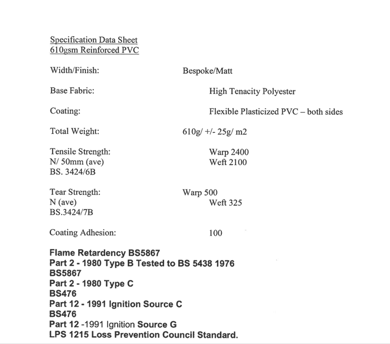 Flame Retardant 610 gsm heavy duty Polyester Reinforced PVC Tarp - Image 8