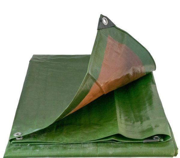 220gsm heavy duty waterproof green and brown tarpaulin